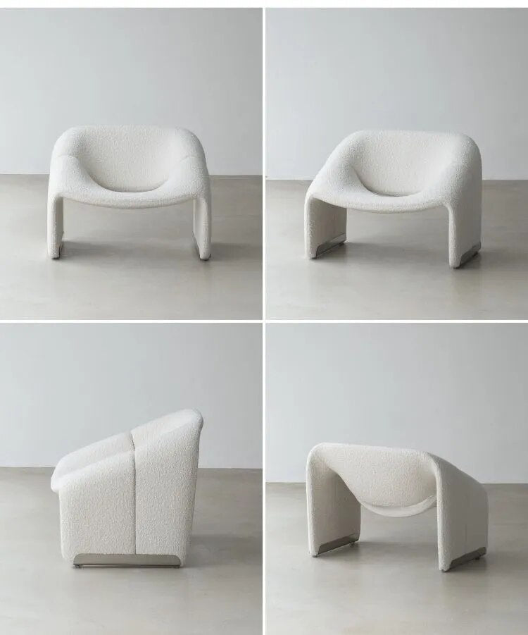 Iconic "M" Bouclé Lounge Chair