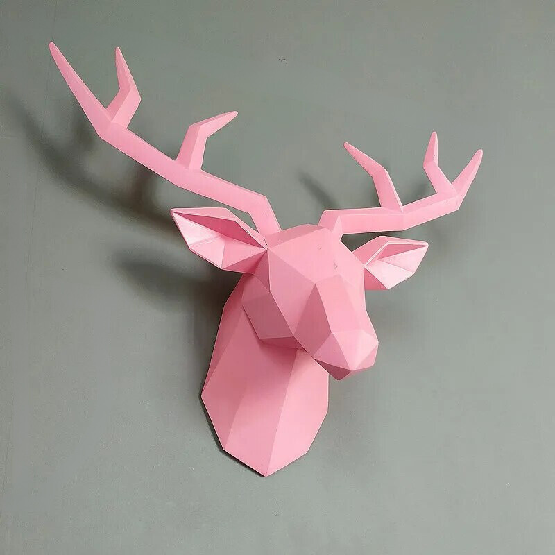 Geometric Faux Deer Head Wall Decor