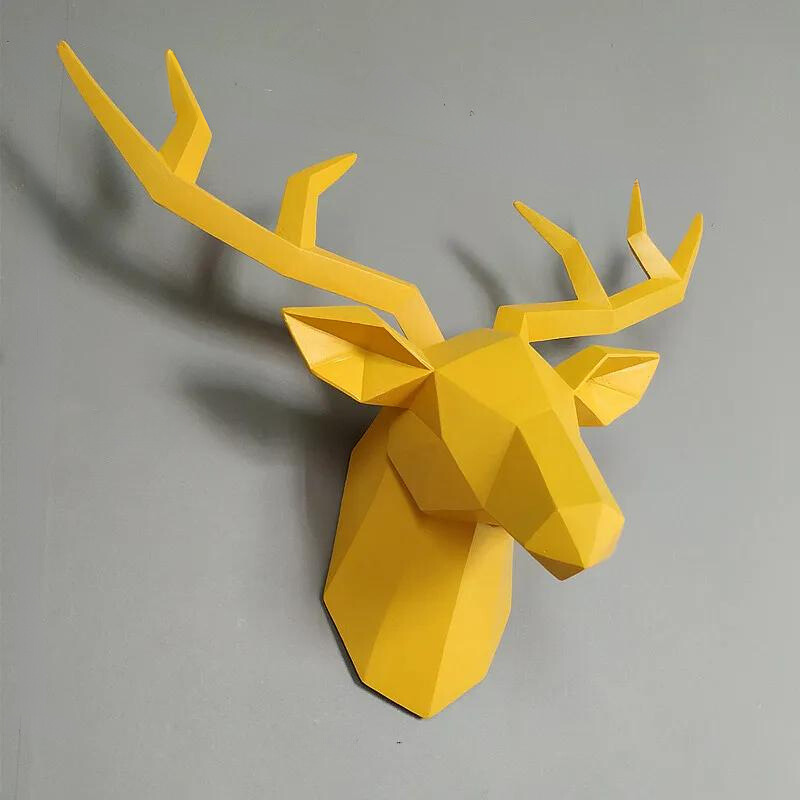 Geometric Faux Deer Head Wall Decor