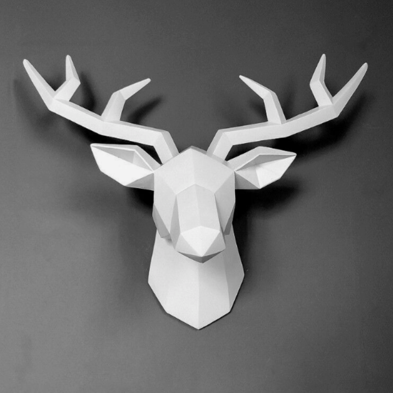 Geometric Faux Deer Head Wall Decor