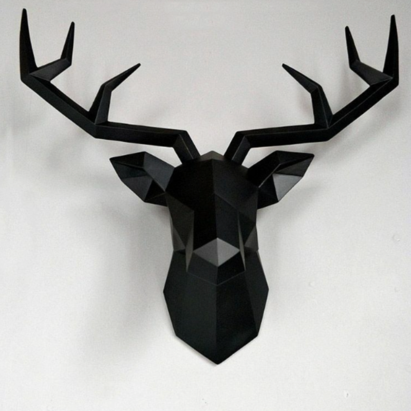 Geometric Faux Deer Head Wall Decor