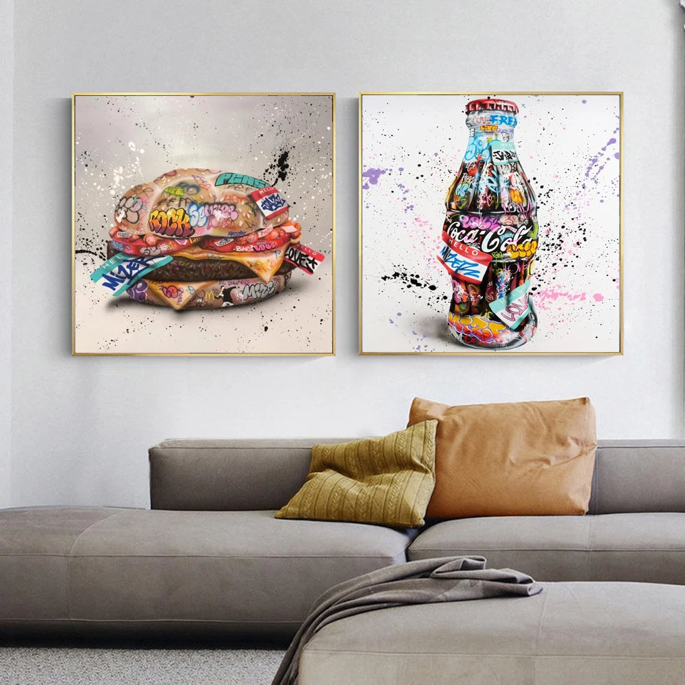 Graffiti Burger and Coke Wall Decor