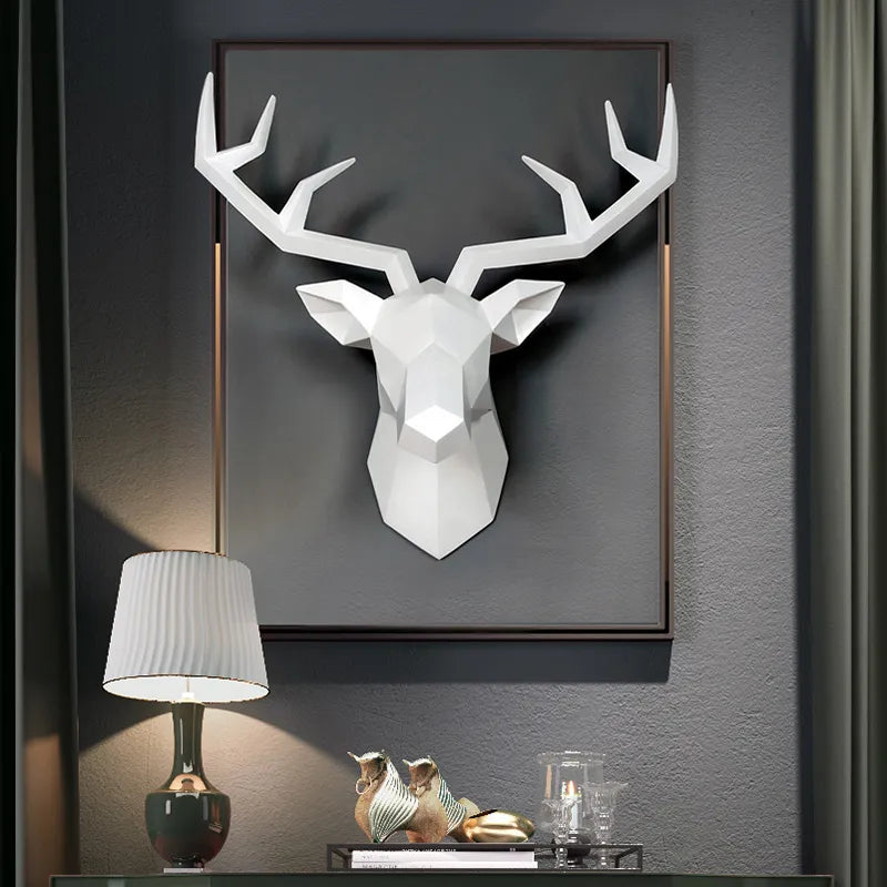 Geometric Faux Deer Head Wall Decor