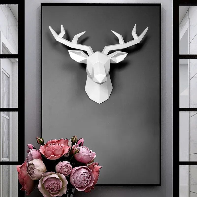 Geometric Faux Deer Head Wall Decor